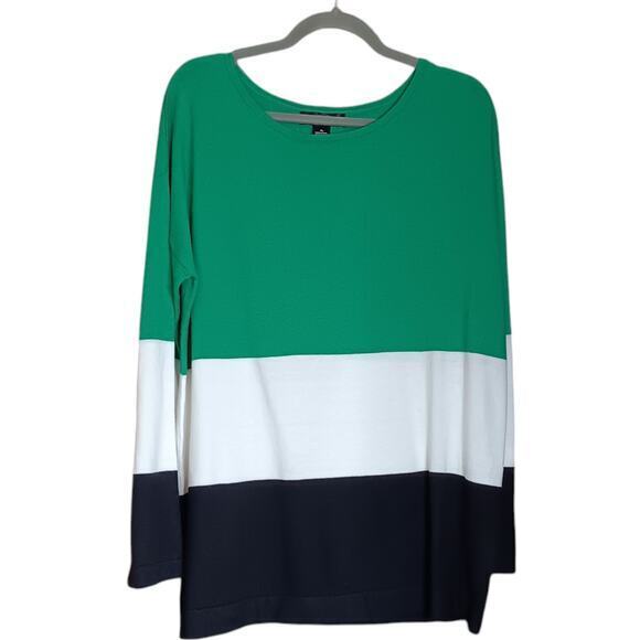 NEW AUGUST SILK Lightweight Sweater‎ Top Cotton Blend Size XL Colorblock Green - Picture 1 of 9